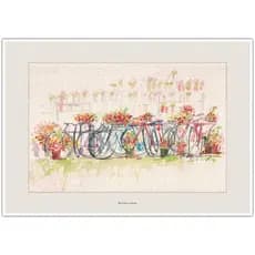 Bicicletas e Flores | Arte em Aquarela para Quadro Decorativo | Decoração Elegante | A4