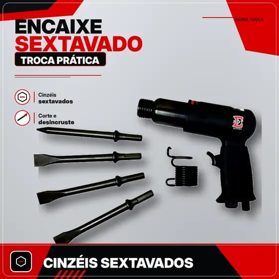 Martelete Profissional 190mm SGT-1513H com Jogo de Cinzéis Sextavados SGT Tools