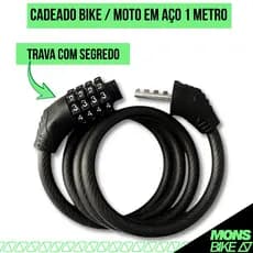 Cadeado Bike e Moto Cadeado Trava Bicicleta Segurança Com Segredo Aço 1m x 10mm Reforçado Antifurto