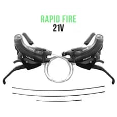 Alavanca Passador Rapid Fire Trocador 21v + Cabos e Conduítes Marcha Bike MTB