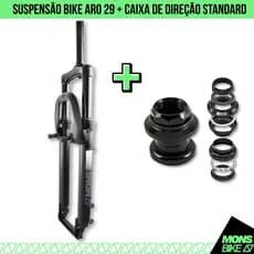 Garfo Suspensão Bike Mtb Aro 29 Rosca Fina + Caixa Standard 21,1mm