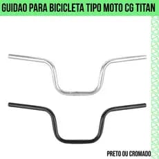 Guidão Para Bicicleta Tipo Moto Cg Titan Bike Alto Retrô Cromado ou Preto CG 150