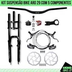 Garfo Amortecedor Bike Aro 29 2 Andar + Freio Hidráulico + Guidão MTB + Mesa Suporte + Caixa Over