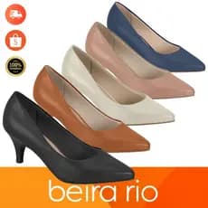 Sapato Scarpin BEIRA RIO CONFORT Fivela Salto Baixo Conforto Para Trabalhar PRETO NUDE