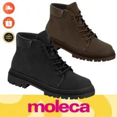 Bota Coturno  Moleca Original Confort Preto  Feminino Tratorado Calce Facil Cadarço Inverno Leve