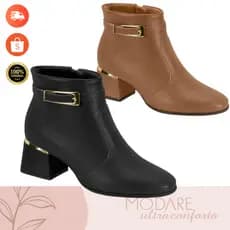 Bota Modare Ultra Conforto Original Salto Bloco Baixo Forro de Pelinho Couro Sintetico Feminino