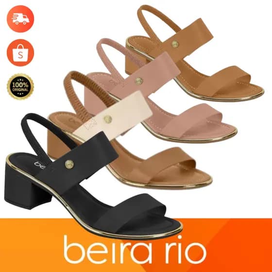 Sandália BEIRA RIO Confort Salto Medio Elastico Calce Facil Salto 4 cm Verao