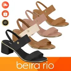 Sandália BEIRA RIO Confort Salto Medio Elastico Calce Facil Salto 4 cm Verao