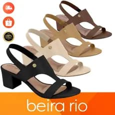 Sandália Beira Rio Confort Salto Baixo Bloco Quadrado Elastico