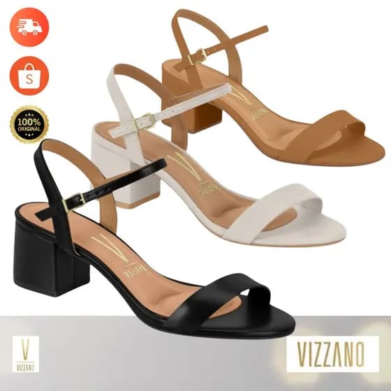 Sandália Vizzano Salto Bloco Médio – Conforto e Elegância