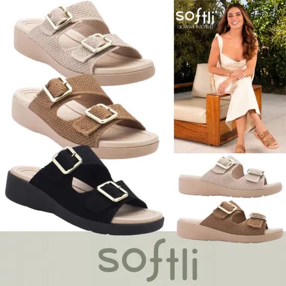 Sandália Ortopedica Softli Flatform Fivelas Duplas Ajustavel Ultra Conforto Anatomico Chinelo
