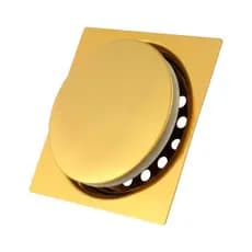 Ralo Click Inteligente Válvula 15x15 Cm Quadrado Inox Dourado Para Piso Luxo