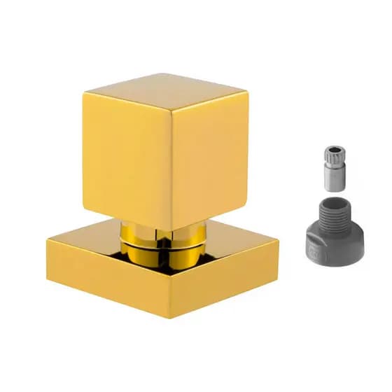 Acabamento de Registro Base Docol Quadrado Dourado Brilhante de Metal Para Banheiro Chuveiro
