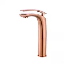 Misturador Monocomando Bica 27 Cm Para Banheiro Alta Lavatorio Bancada Mesa Rose Gold 75530