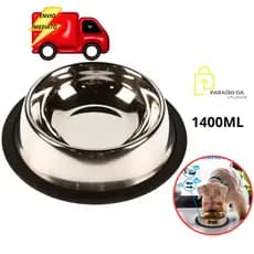 Comedouro Tigela Cachorro Inox Antiderrapante 1400ml Comedouro Bebedouro Tigela Alimentador de Cachorro Não Move Base Emborrachada
