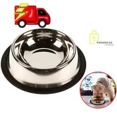 Comedouro Tigela Cachorro Inox Antiderrapante 900ml Comedouro Bebedouro Tigela Alimentador de Cachorro Não Move Base Emborrachada
