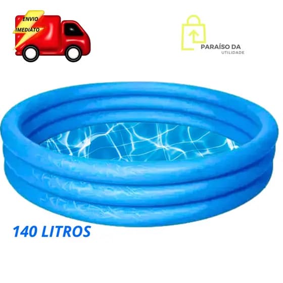 Piscina Inflável Azul Redonda Infantil 140 Litros 3 Anéis Bestway Piscina Azul Menino Para Criança Campo Praia Quintal Água Bestway