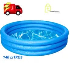 Piscina Inflável Azul Redonda Infantil 140 Litros 3 Anéis Bestway Piscina Azul Menino Para Criança Campo Praia Quintal Água Bestway