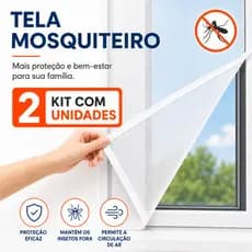 Tela Mosquiteiro Para Janela 130x150cm Kit 2 Unidades Anti Insetos Mosquito Pernilongo