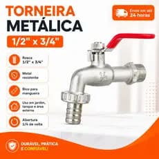Torneira Esfera Metal Inox 1/2 x 3/4 Jardim Tanque Área Externa 1/4 Volta Prateada Resistente