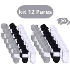 Kit 3 a 12 Pares De Meia Soquete Unissex