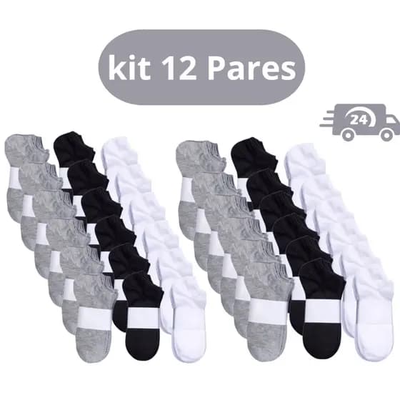 Kit Até 12 Pares De Meia Soquete Feminina e Masculina