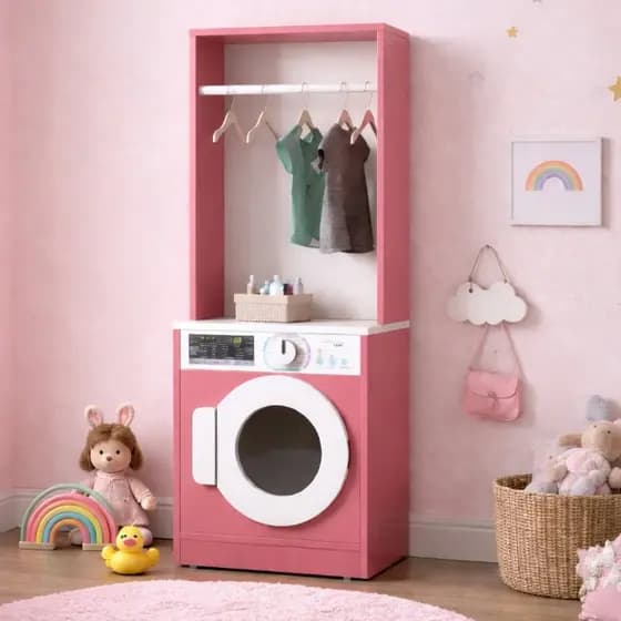 Lavanderia Infantil Diana Máquina de Lavar com Cabideiro MDF Cores