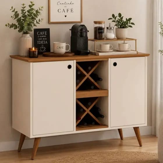 Buffet Aparador Elegance Porta com Adega Moderno Sala Cozinha Várias Cores