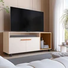 Rack Sala TV 50 Polegadas Rodízios Porta Nichos Organizadores Moderno Funcional