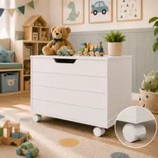 Baú Toys Caixa De Brinquedos Organizadora Com Tampa E Rodas MDF Envio Imediato Loja Gk