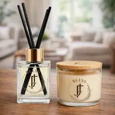 Kit Vela Aromatica Perfumada 100g + Aromatizador De Ambientes Difusor Varetas Aromatizante 100ml