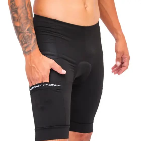 Bermuda de Ciclismo Masculina Almofadada Alta Densidade Com Dois Bolsos Forro De Espuma