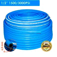 Mangueira Lava Auto Alta Pressão 1500/3000 PSI Flexível Reforçada 1/2 x 6mm 10/15/20/30 Metros Azul