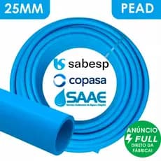 Tubo Mangueira Água / Esgoto PEAD 25mm Padrão Sabesp Copasa SAAE Saneamento Básico 50/100/150/200M
