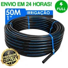 Mangueira Irrigação Gotejamento Poço 1" Plástica Rolo Com 50 Metros SEM FUROS Reforçada Selo Azul