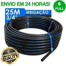 Mangueira Irrigação Gotejamento 3/4 Plástica Rolo Com 25 Metros SEM FUROS Reforçada Selo Azul