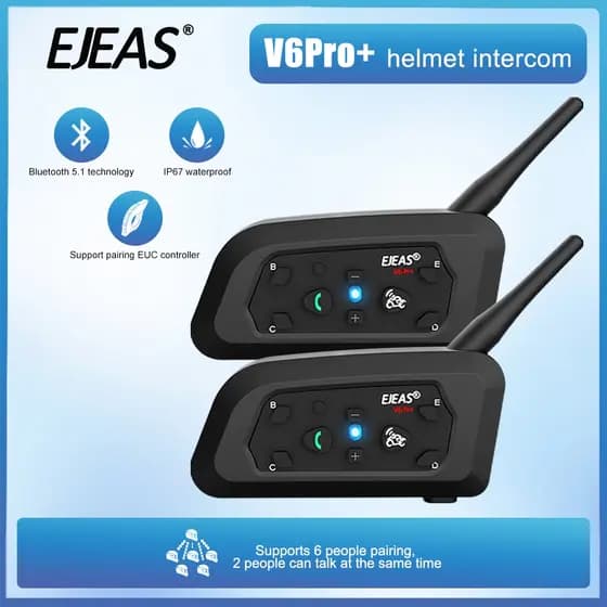 1/2Pcs Tipo C EJEAS V6 Pro Motocicleta Capacete Intercomunicador Bluetooth Para 6 Pilotos Comunicador À Prova D'água