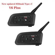 1Pcs Tipo C V6 Mais Intercomunicador De Motocicleta Interfone De Ouvido Bluetooth Para 6 Pilotos 1200m Mãos-Livres IP67 850mah
