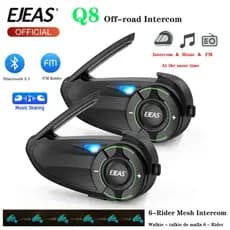 1/2Pcs EJEAS Q8 Motocicleta Mesh Group Intercomunicador Capacete Bluetooth Para 6 Pilotos Compartilhamento De Música FM