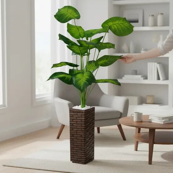 Comigo Ninguém Pode Planta Artificial 1m Decorativa + Vaso Planta Premium Toque Real