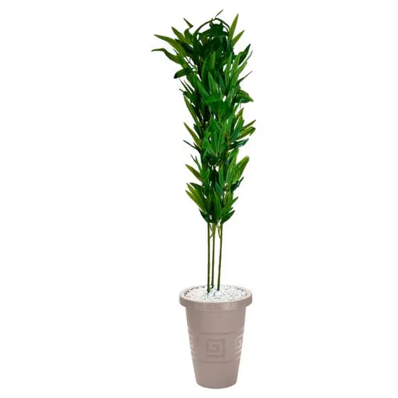 Bambu Artificial Decorativo 1 Metro Com Vaso Grande Pedras Brancas Kit Completo Pronto