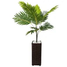 Planta Coqueiro Artificial Arranjo Palmeira  + Vaso Grande Decorativo Enfeite Sala Casa Decoração