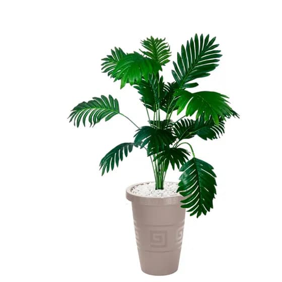 Planta Artificial Palmeira 90cm Para Decoração Com Vaso Grande e Pedrinhas Brancas