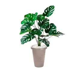 Planta Costela de Adão Artificial Para Decoração 90cm + Vaso Decorativo Grande Enfeite Sala