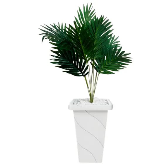 Planta Artificial Palmeira + Vaso Decorativo Para Sala Casa Escritório Natural