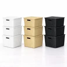 Kit 3 Caixa Organizadora Brinquedo Cesto Tampa Alça Empilhável Grande 20 L Rattan