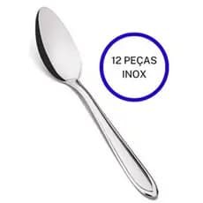 Kit 12 Colher De Sobremesa Cafe Chá Inox 13cm