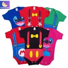 COMPRE 1 LEVE 2 Body bebê fantasia menina temático mêsversário e personagens femininos