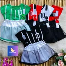 Conjunto Bebê Menina Uniforme Futebol bebe 6 a 12 meses diversos times 3 peças camisa laço e saia