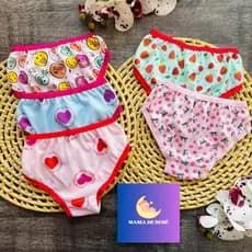 kit com 2 Calcinha simples estampada infantil bebe menina malha macia confortável bebê RN a 1 ano